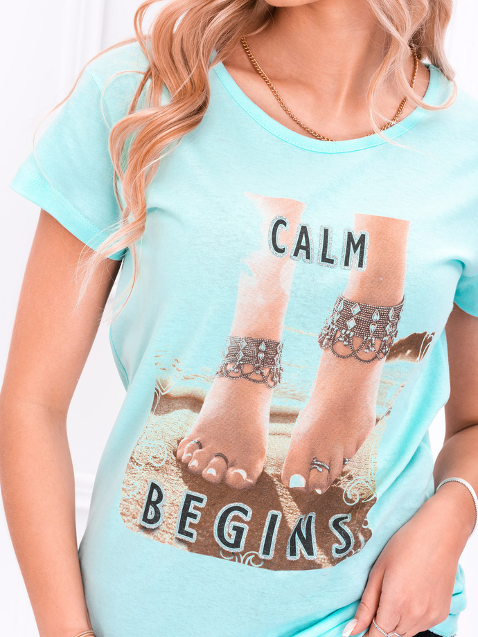 Women's printed t-shirt SLR073 - mint