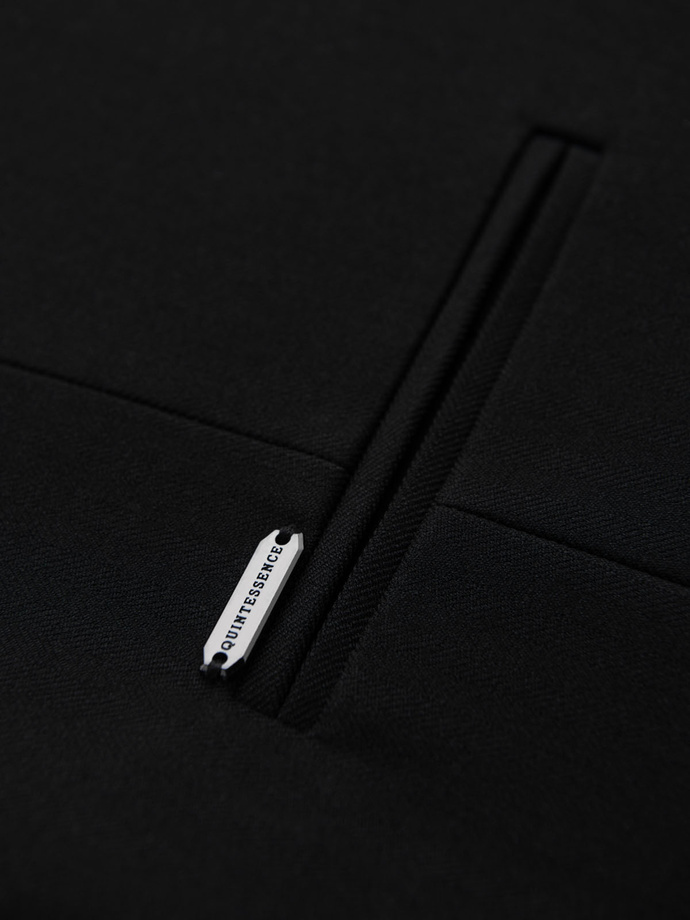 Elegancka męska kamizelka w jodełkę SLIM FIT  - czarna V3 OM-BLZV-0143