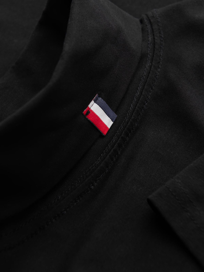 Longsleeve męski gładki z golfem - czarny V1 OM-LSCL-0130