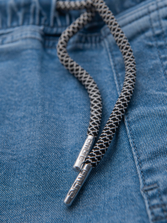 Men's denim shorts with rolled up leg - light blue V1 OM-SRDS-0161