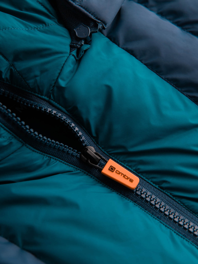 Men's sporty colorful retro jacket - navy blue and orange V3 OM-JALP-0175