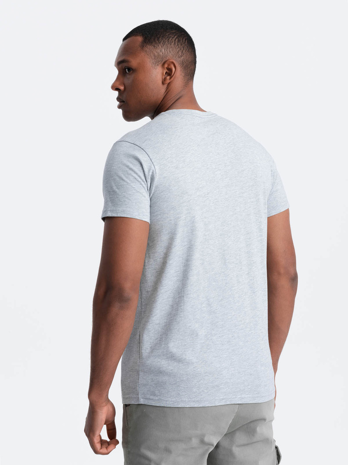 Men's classic cotton BASIC T-shirt - grey melange V5 OM-TSBS-0146