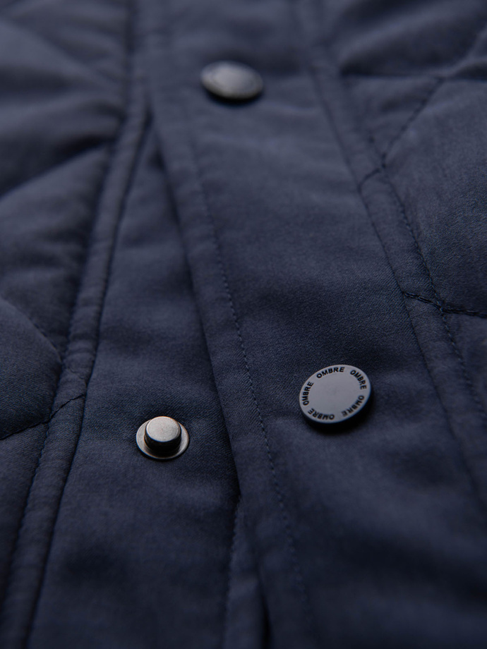 Bezrękawnik pikowany męski z efektem peach – granatowy V2 OM-JAVJ-0277