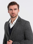 Men's checkered blazer with wool - graphite V2 OM-BLZB-0117