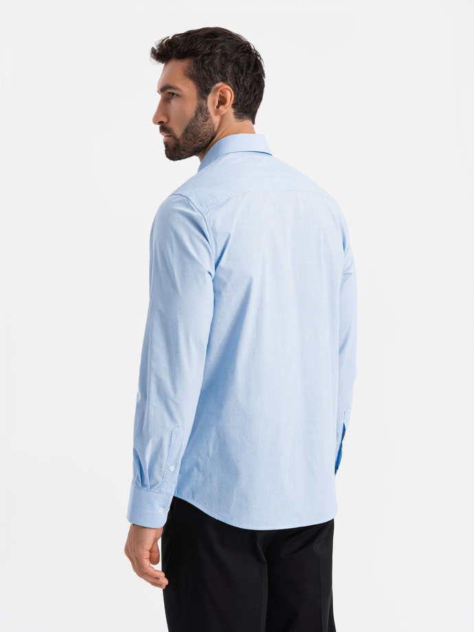 REGULAR cotton classic shirt - blue V1 OM-SHOS-0154