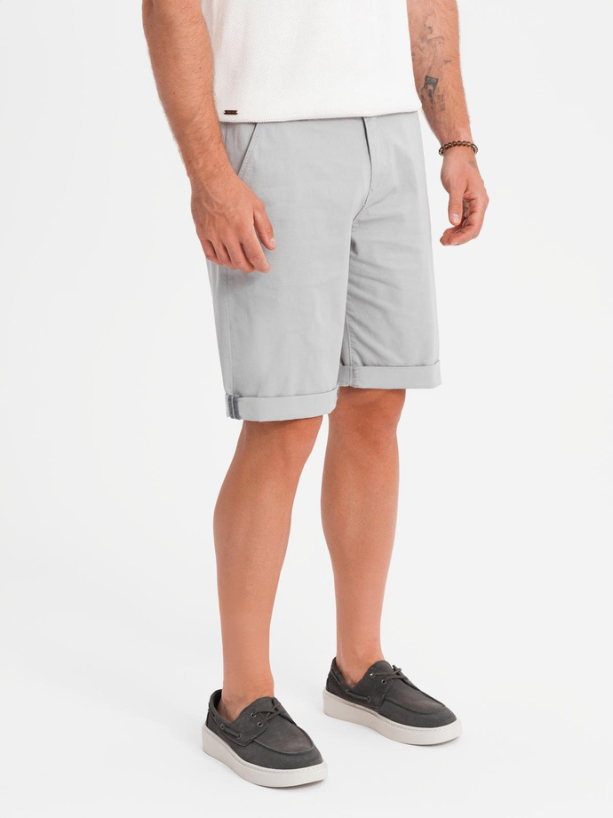 Szorty klasyczne męskie chino z podwiniętą nogawką - szare V12 OM-SRCS-0197