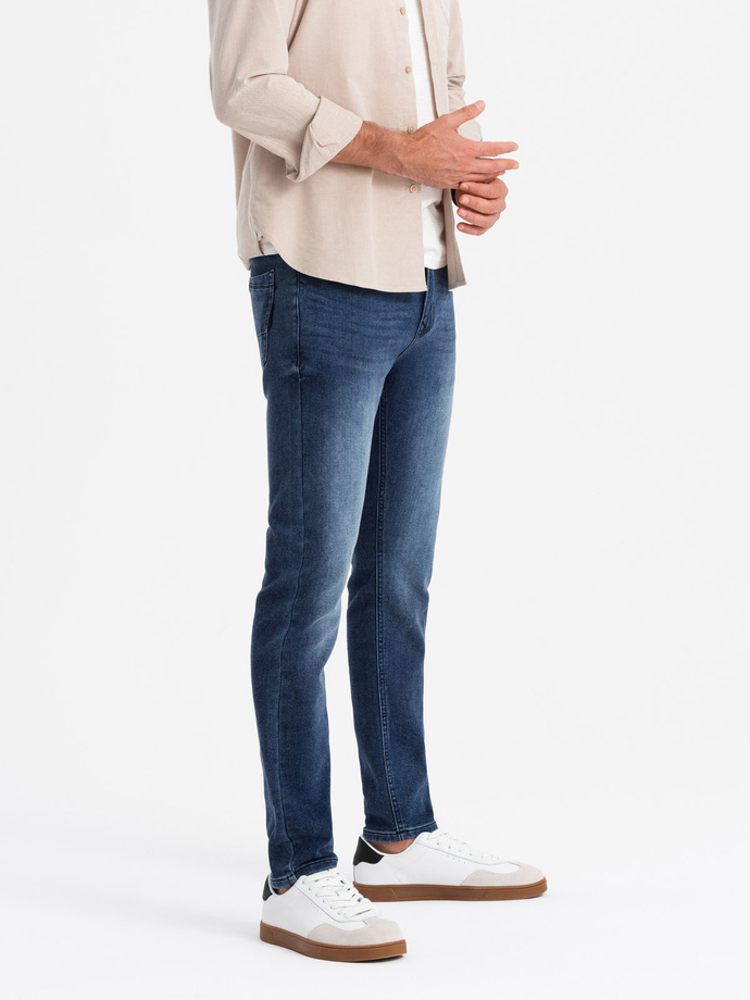 Dopasowane męskie spodnie jeansowe SLIM FIT z elastanem – niebieskie V1 OM-PADP-0214