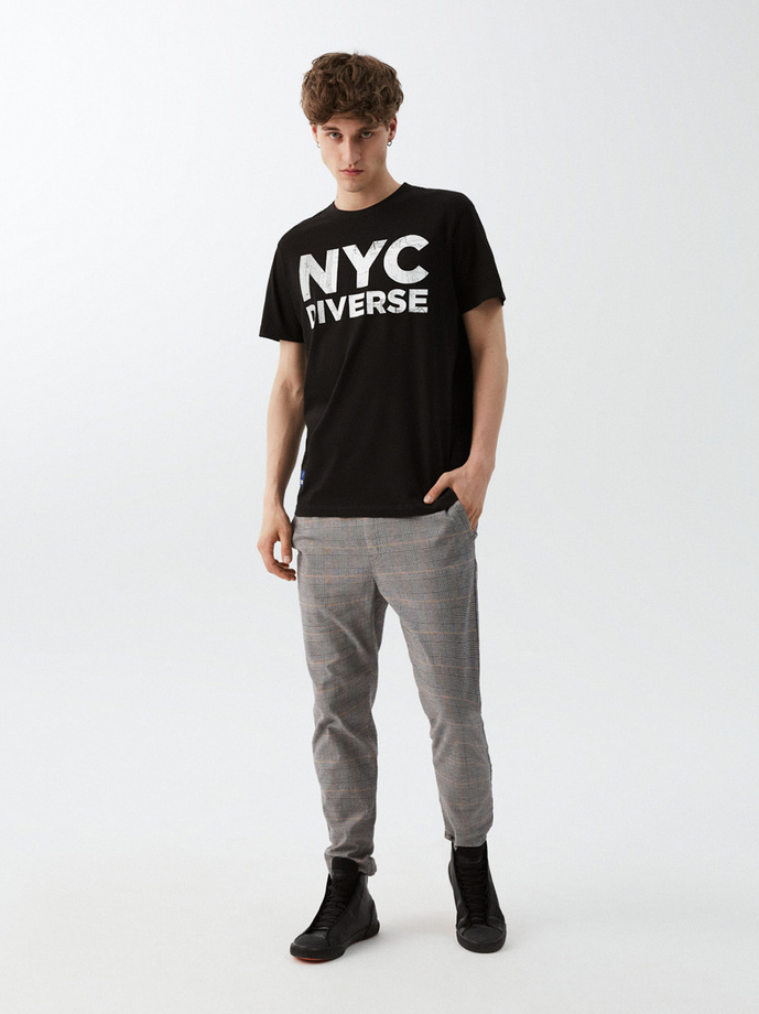 T-shirt męski z nadrukiem NY CITY 04 S1829 - czarny