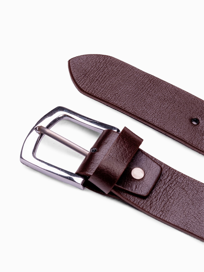 Zestaw męskich akcesoriów skórzanych pasek breloczek bransoletka - brązowy V2 A852