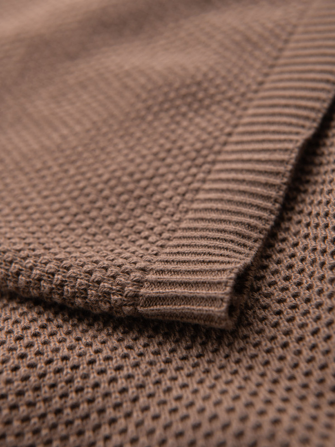 Men's fine-textured knit shirt - light brown V2 OM-TSCT-0244