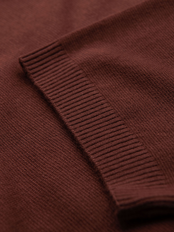 Męska klasyczna dzianinowa koszulka męska ze ściągaczami– ciepłobrązowa V4 OM-TSCT-0252