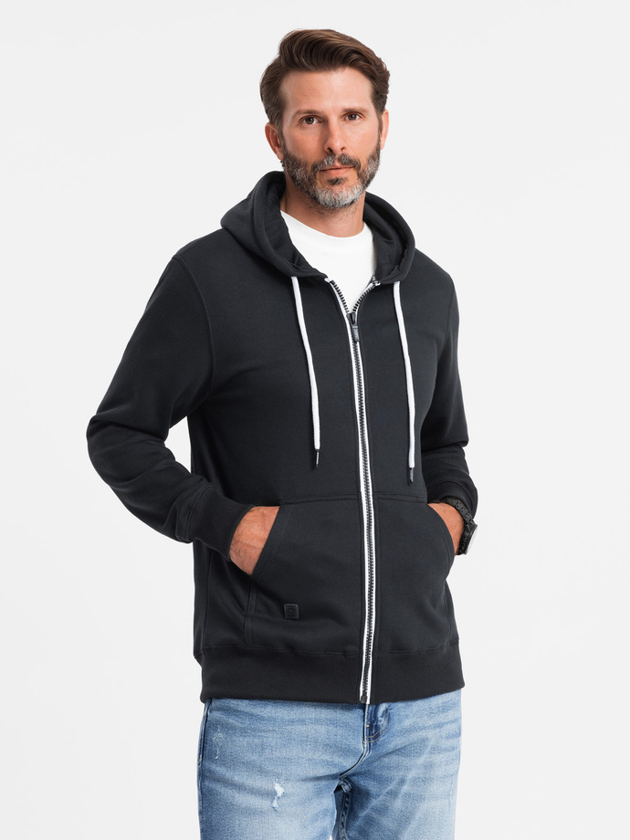 Bluza męska rozpinana z kapturem BASIC - czarna V1 B977