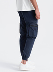 Men's JOGGER pants with zippered cargo pockets - navy blue V5 OM-PAJO-0135