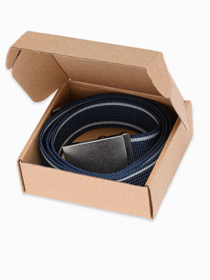 Pasek męski parciany dwukolorowy - granatowy A028