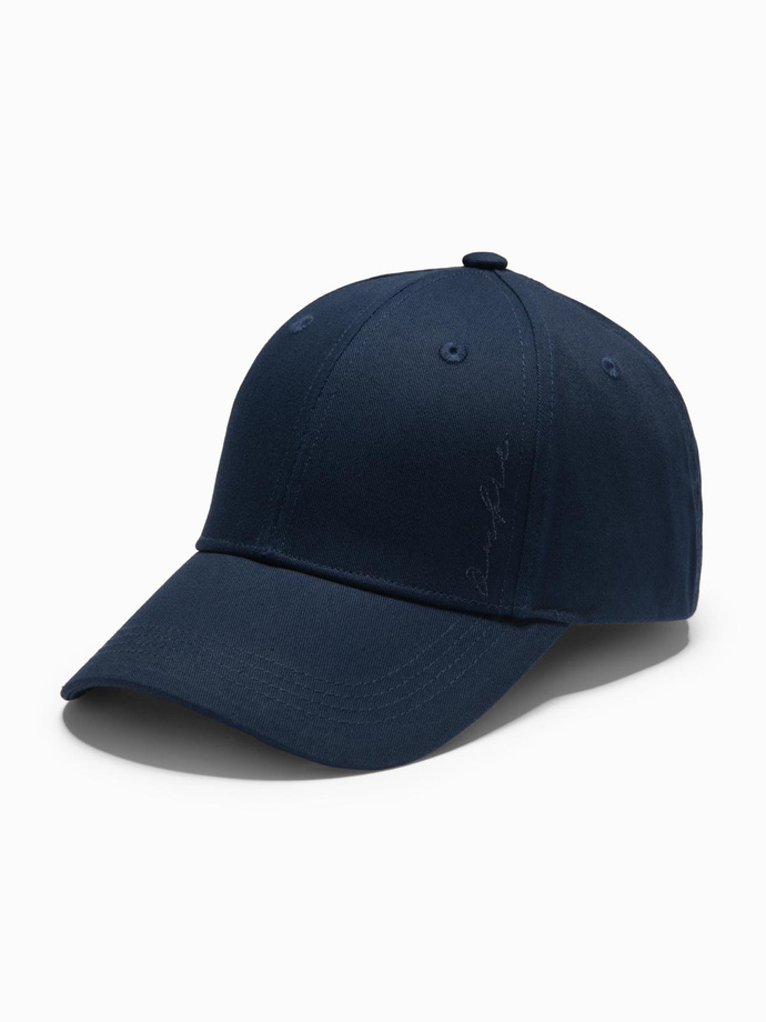 Men's baseball cap with decorative embroidery - navy blue V4 OM-ACCS-0102