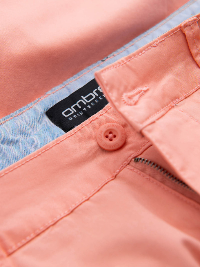 Men's chinos shorts with contrasting turn-up - salmon V9 W421