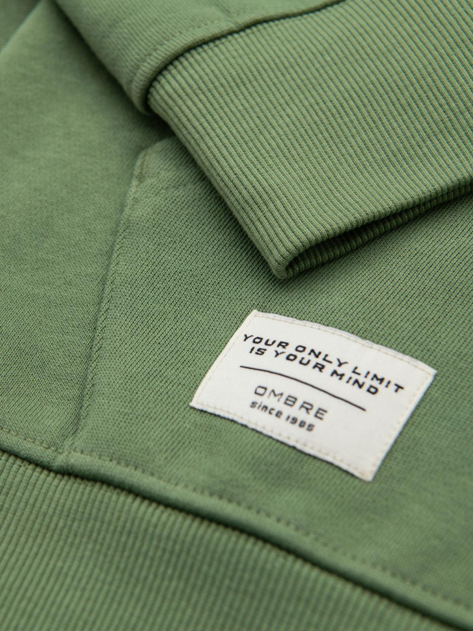 Bluza męska dresowa BASIC rozpinana z kapturem - zielona V3 OM-SSBZ-0178