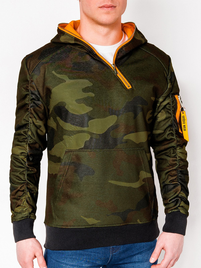 Men's hoodie - green/camo B745