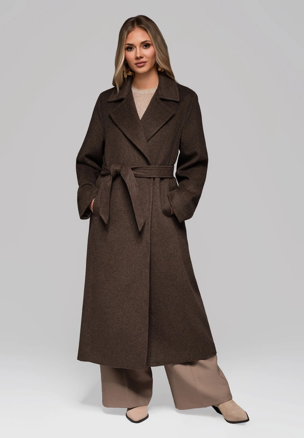 Women's wool coat LARICA OW-COLC-0106 v3 - brown