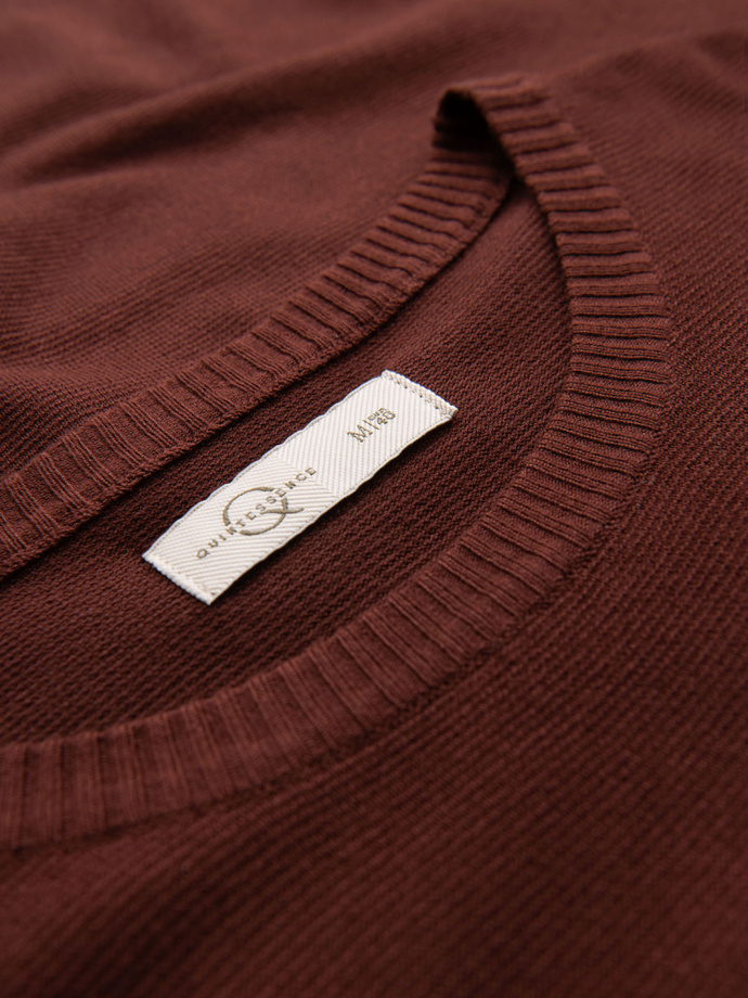 Męska klasyczna dzianinowa koszulka męska ze ściągaczami– ciepłobrązowa V4 OM-TSCT-0252