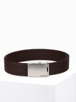 Men's belt with steamed buckle in aged silver - brown A029