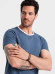 Men's T-shirt with raw finish - dark blue V3 OM-TSCT-22SS-004