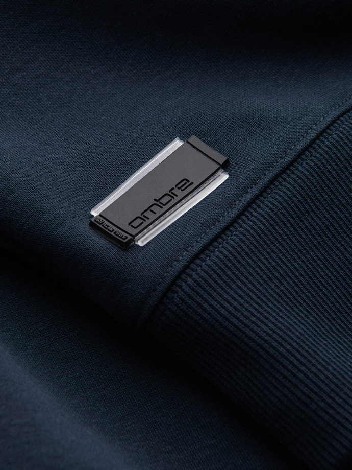 Męska nierozpinana bluza dresowa BASIC – granatowa V1 OM-SSBN-0159