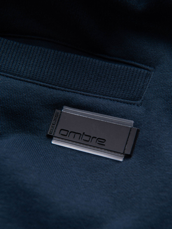 Men's pre-knee BASIC sweat shorts - navy blue V1 OM-SRBS-0149