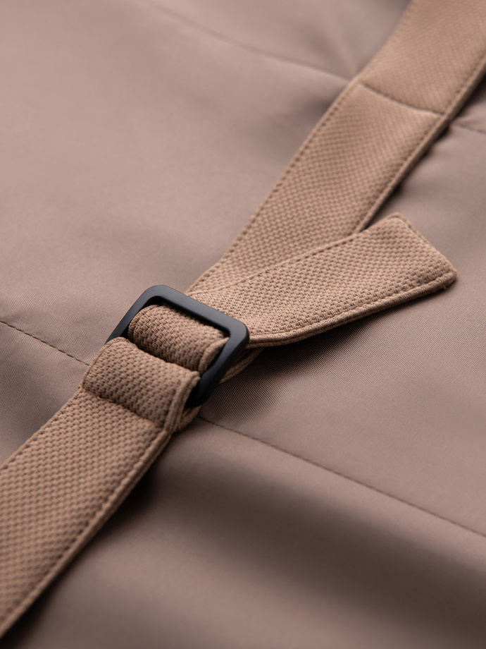 Fitted elegant men's vest with elastane and lapels - brown V1 OM-BLZV-0145