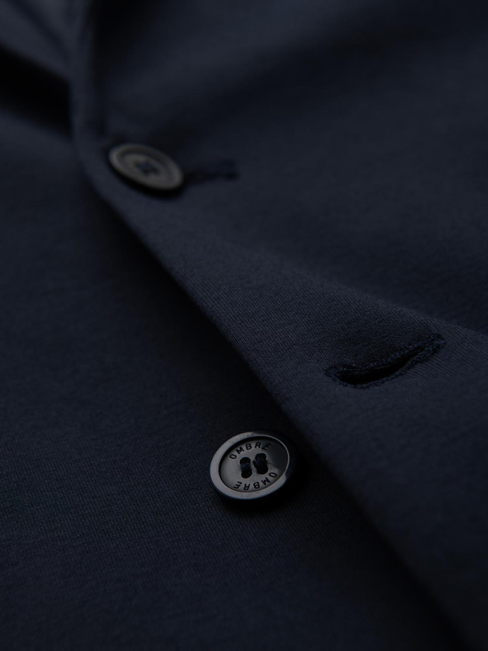 Men's knitted jacket with a fitted cut - navy blue V3 OM-BLZB-0100