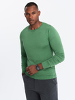 Classic men's sweater with round neckline - green V13 OM-SWBS-0106