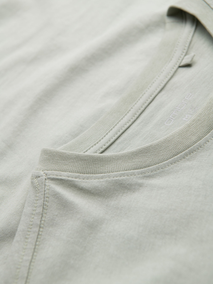 Casual men's t-shirt with pocket patch - light grey V2 OM-TSCT-0109