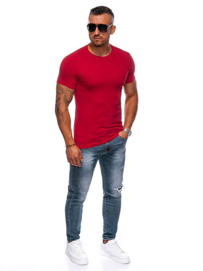 T-shirt męski basic EM-TSBS-0100 - czerwony