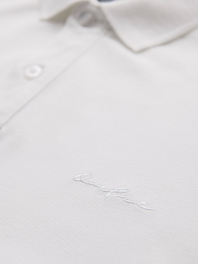 Polo shirt in cotton pique knit - ecru V7 OM-POSS-0103