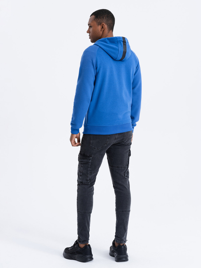 Men's unbuttoned hooded sweatshirt - blue V8 OM-SSZP-0124