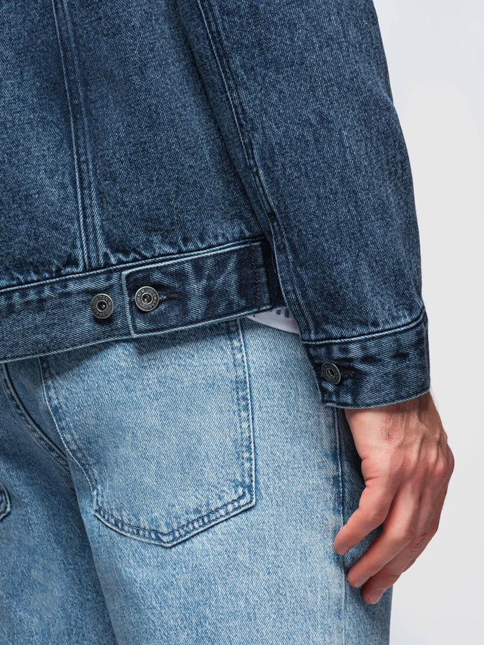 Men's denim katana jacket with washem - blue V4 OM-JADJ-0219