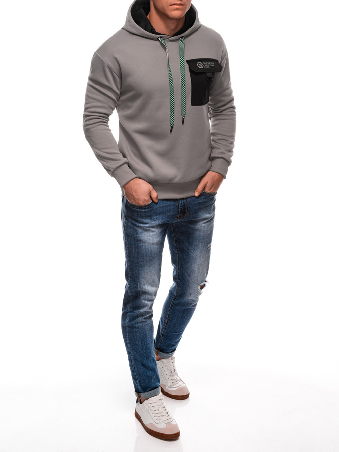 Bluza męska z kapturem B1700 - szara