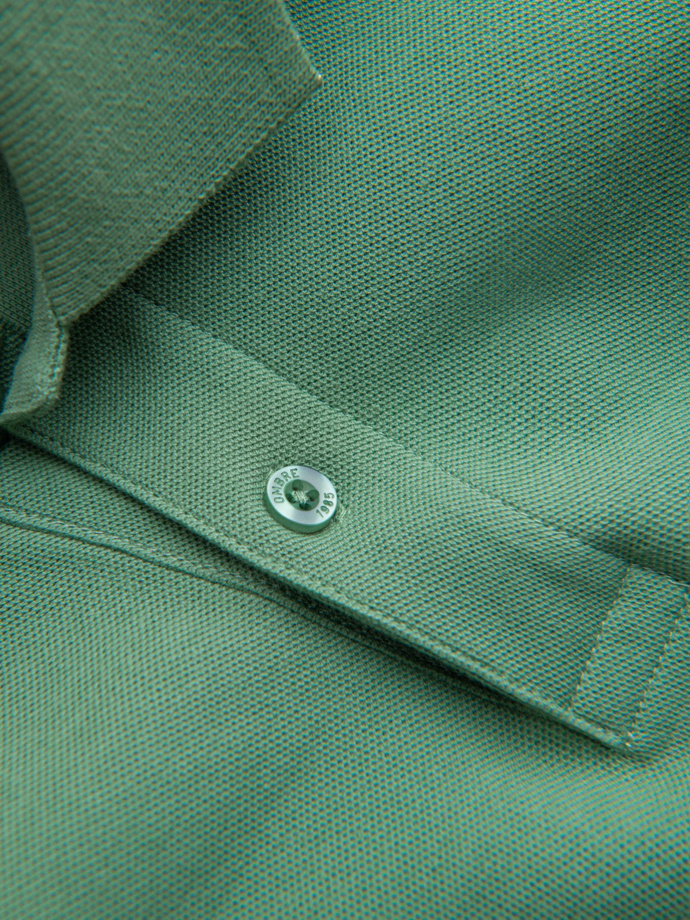 Men's BASIC single color pique knit polo shirt - green V11 OM-POBS-0100