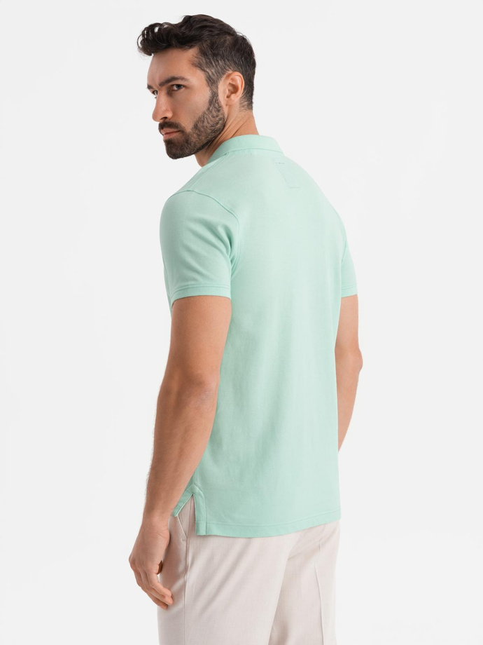 Cotton pique knit polo shirt - mint V1 OM-POSS-0103