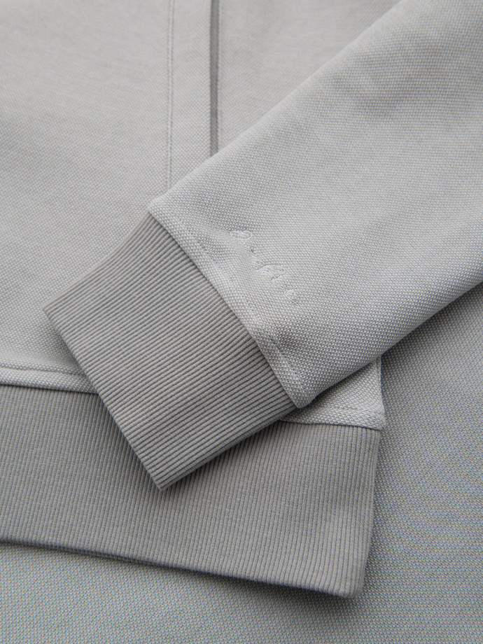 Męska bluza bomberka z dzianiny pique – szara V4 OM-SSZP-0238