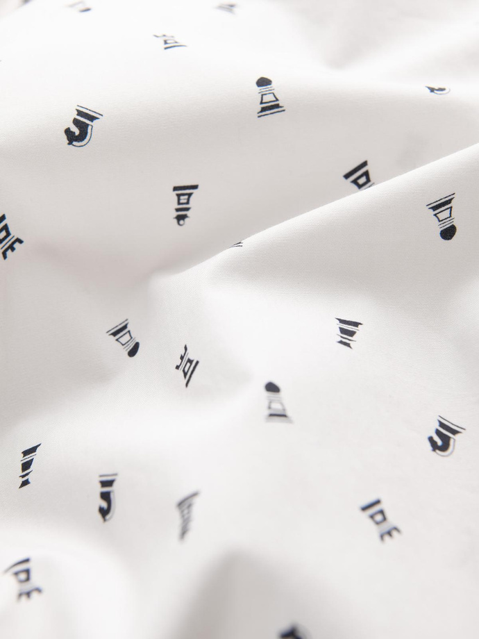 Męska koszula bawełniana we wzory SLIM FIT - biała V2 OM-SHCS-0151