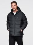 Men's quilted insulated jacket with raglan sleeves - black V4 OM-JAHP-0302