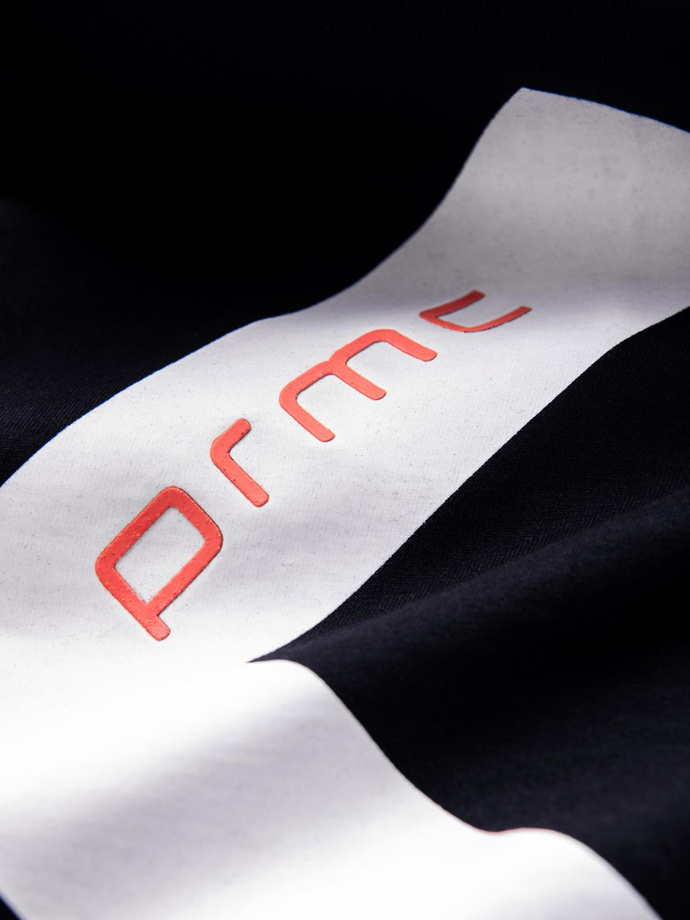 Men's cotton t-shirt with contrasting two-tone print - black V1 OM-TSPT-0219