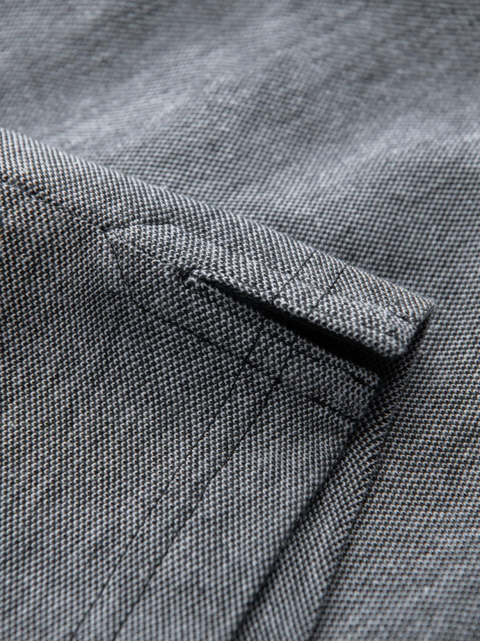 Men's melange polo shirt with striped collar - black V1 OM-POSS-0109