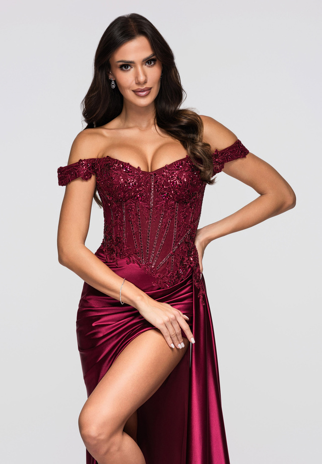 Sukienka wieczorowa LA-OM-DLR274 - burgundy