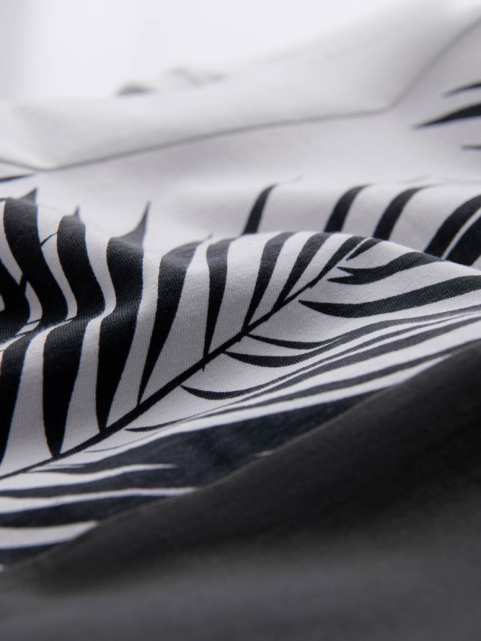 Men's two-tone t-shirt with palm leaf print - graphite V2 OM-TSPT-0177