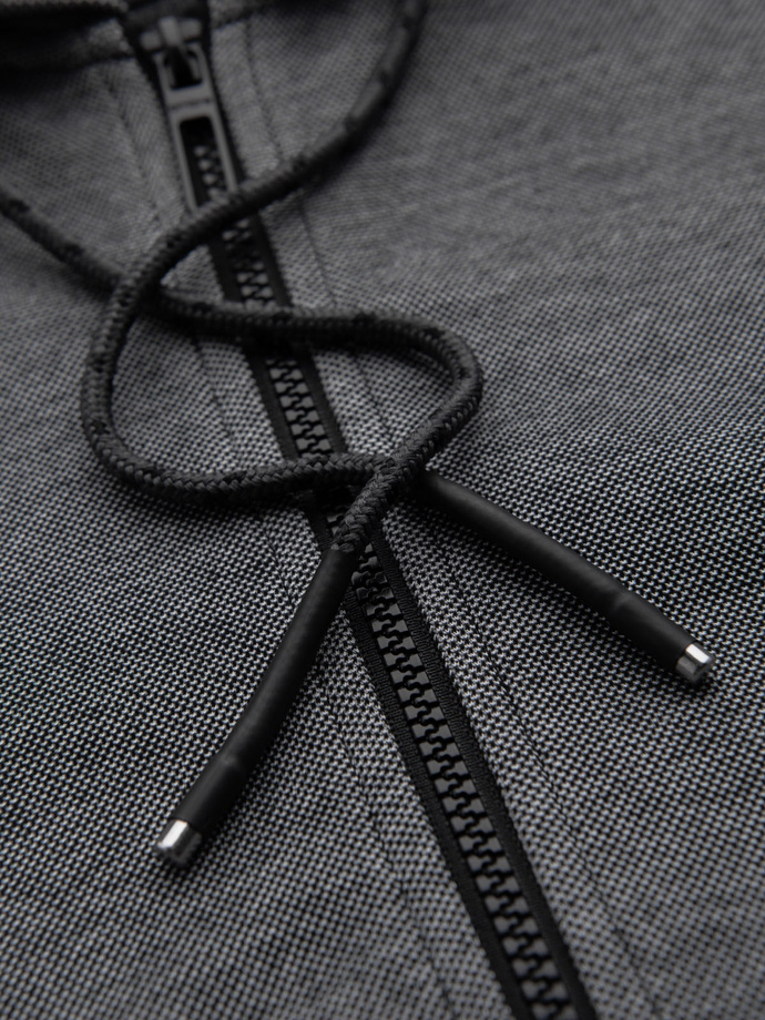 Men's softly structured hooded sweatshirt - black V1 OM-SSZP-0191