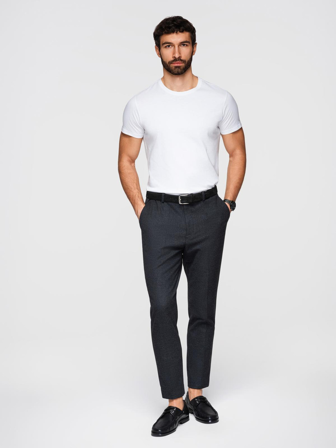 Męski klasyczny bawełniany T-shirt BASIC - biały V4 OM-TSBS-0236