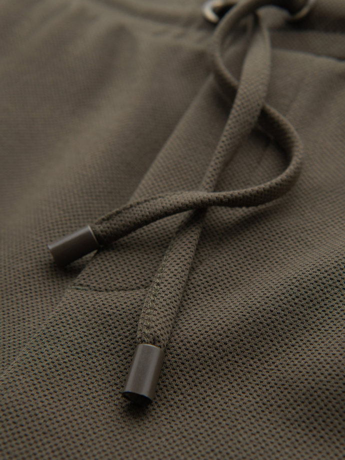 Męskie dzianinowe szorty z podwiniętymi nogawkami – oliwkowe V5 OM-SRCS-0170