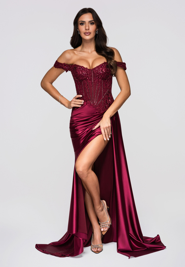 Sukienka wieczorowa LA-OM-DLR274 - burgundy